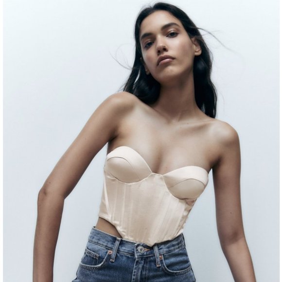 ZARA | Satin Effect Corset Top - Picture 3 of 9